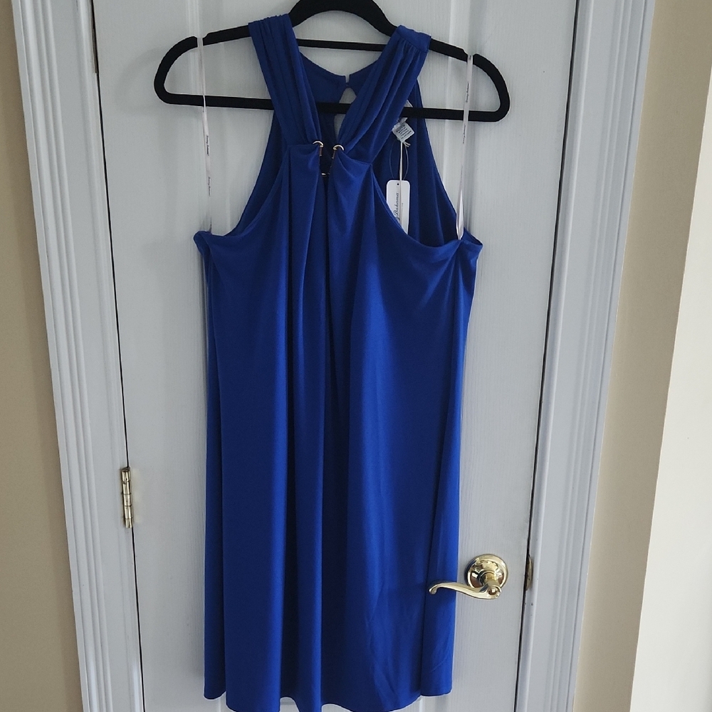 Tommy Bahama Halter Neckline Dress in Royal Blue with Gold Accents